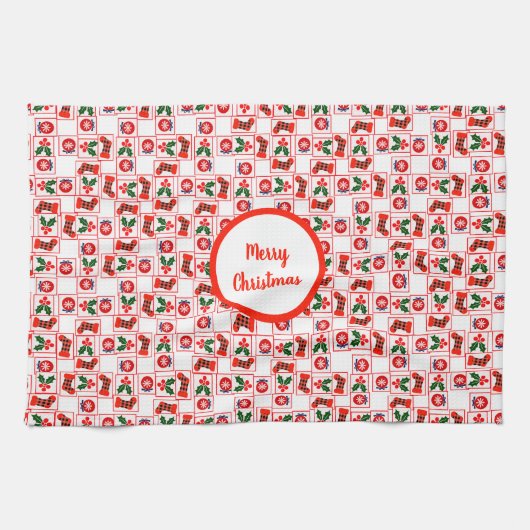Feestelijk kerstpatroon theedoek (Horizontaal)
