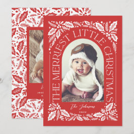 Feestelijk Kleine Kerstbes Foto Boog Rood Feestdagenkaart
