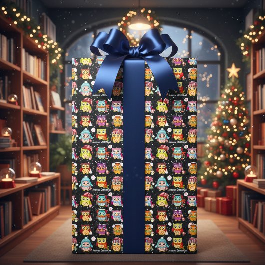 Feestelijk & Leuk Santa Owl Inpakpapier