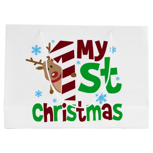 Feestelijk mijn Eerste Kerstmis baby unisex Groot Cadeauzakje (Achterkant)