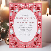 Feestelijk Modern Rood en Roze Kerstfeest Kaart