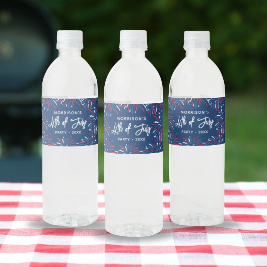 Feestelijk Modern Vuurwerk Custom 4th of July Part Waterfles Etiket