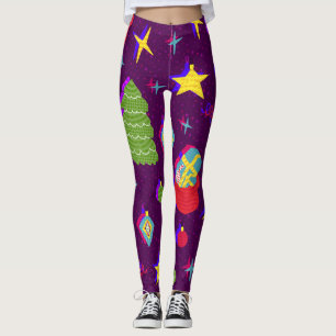 Feestelijk nieuwjaarskerstpatroon leggings