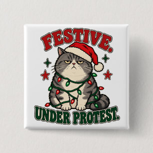 Feestelijk onder protest leuk kerst ontwerp vierkante button 5,1 cm
