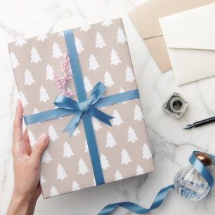Feestelijk Pastel Paars Witte Kerstboom patroon Cadeaupapier