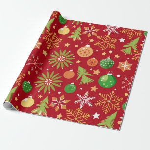 Feestelijk patroon met kerstversiering cadeaupapier