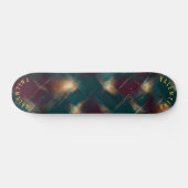 Feestelijk Plaid Design met Gouden Hoogtepunten Skateboard (Horizontaal)