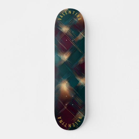 Feestelijk Plaid Design met Gouden Hoogtepunten Skateboard (Voorkant)