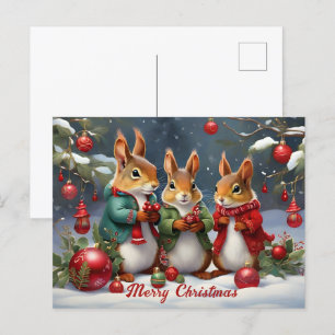 Feestelijk plezier met Schattigee kerst eekhoorns Briefkaart