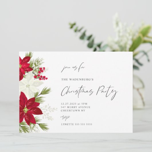 Feestelijk Poinsettia Kerstfeest Kaart (Staand voorkant)