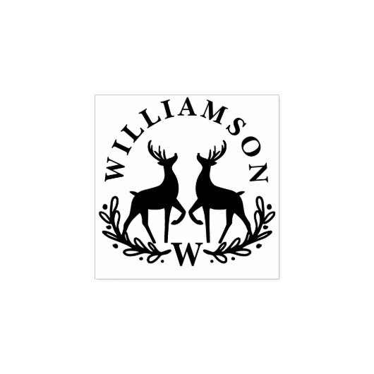 Feestelijk rendier Laurel krans familie Monogram Rubberstempel