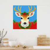 Feestelijk rendier met Holiday Wreath Poster (Keuken)