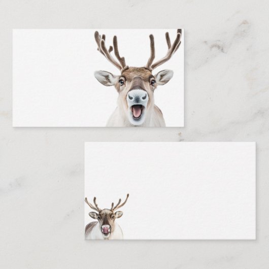 Feestelijk rendier Visitekaartje met Gekke gezicht (Voorkant / Achterkant)