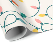 Feestelijk Retro Kerst Licht Strand Patroon Cadeaupapier (Rol Hoek)