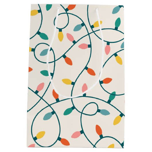 Feestelijk Retro Kerst Licht Strand Patroon Medium Cadeauzakje (Achterkant)