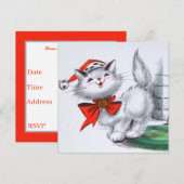 Feestelijk retro vintage kerstkattenfeest kaart (Voorkant / Achterkant)
