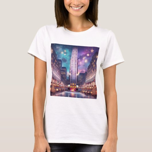 Feestelijk Rockefeller Center NYC T-shirt (Voorkant)