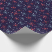 Feestelijk rood, blauw en zilver vuurwerk ontwerp cadeaupapier (Hoek)