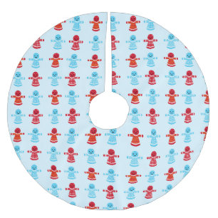 Feestelijk rood en blauw vrolijk gingerbread patro kerstboom rok