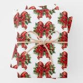 Feestelijk rood en goud kerstboog patroon inpakpapier vel (In situ)