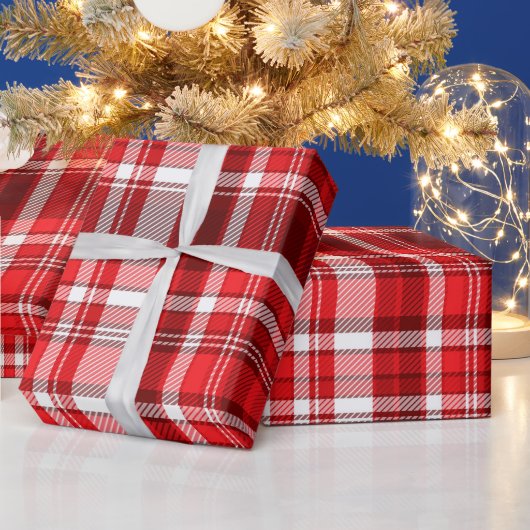 Feestelijk rood en wit geruite inpakpapier (Feestdagen)