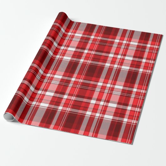 Feestelijk rood en wit geruite inpakpapier (Uitgerold)