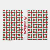 Feestelijk rood groen gecontroleerd Kerstmis Theedoek (Horizontaal)