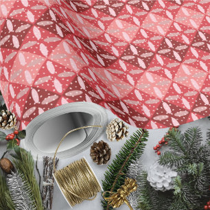 Feestelijk Rood Monochroom Geometrisch en Terrazzo Cadeaupapier