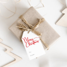 Feestelijk rood script Vrolijk kerstfeest van en n
