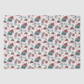 Feestelijk Roze Dorp & Car Tree Retro Kerstmis Tissuepapier (Voorkant)