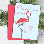 Feestelijk roze flamingo kerstfeest kaart