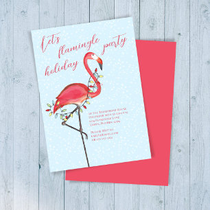 Feestelijk roze flamingo kerstfeest kaart