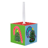 Feestelijk Santa Candy Canes Cube Ornament (Achter hoekig)