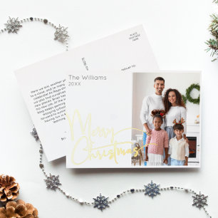 Feestelijk Script Foto Merry Christmas Gold Folie Feestdagen Briefkaart