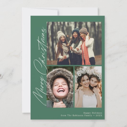 Feestelijk script vrolijk kerstfeest feestdagenkaart (Voorkant)