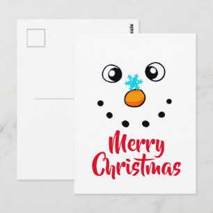Feestelijk Sneeuwman Gezicht Prettig Kerstfeest Briefkaart