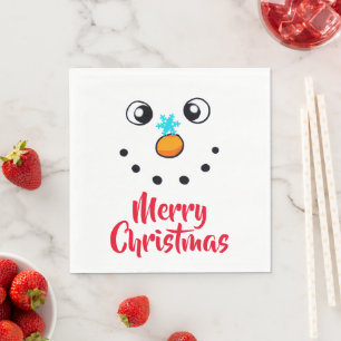 Feestelijk Sneeuwmannengezicht Vrolijk Kerstmis Servet