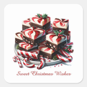 Feestelijk snoep Pepermunt fudge Christmas Vierkante Sticker