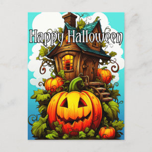 Feestelijk spookhuis   Happy Halloween Briefkaart