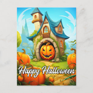 Feestelijk spookhuis   Happy Halloween Briefkaart