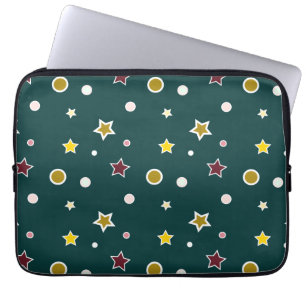 Feestelijk Sterrenpatroon op Donker Teal Laptop Sleeve