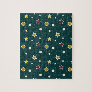 Feestelijk Sterrenpatroon op Donker Teal Legpuzzel