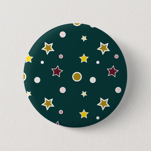 Feestelijk Sterrenpatroon op Donker Teal Ronde Button 5,7 Cm (Voorkant)