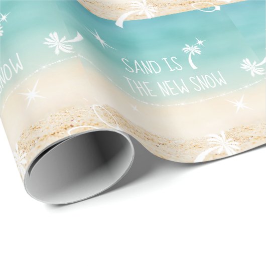Feestelijk strand + Palm Trees Zand Sneeuw Tropisc Cadeaupapier (Rol Hoek)