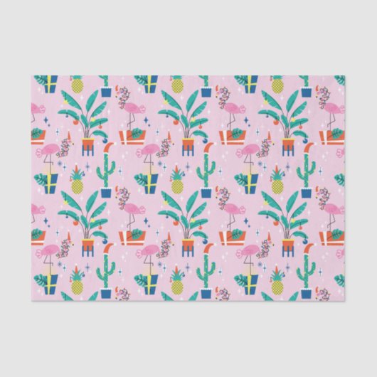 Feestelijk tropisch kerstpatroon tissuepapier (Voorkant)