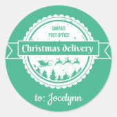 Feestelijk van Santa Simple Modern Christmas Ronde Sticker (Voorkant)