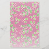 Feestelijk veenbessenbladerpatroon, Fuchsia Briefpapier (Achterkant)