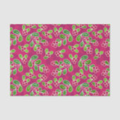 Feestelijk veenbessenbladerpatroon, Fuchsia Tissuepapier (Voorkant)