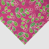 Feestelijk veenbessenbladerpatroon, Fuchsia Tissuepapier (Detail)