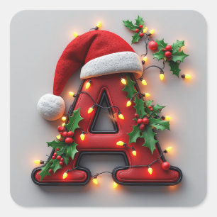 Feestelijk Versierde Kerst Rode Letter A Vierkante Sticker